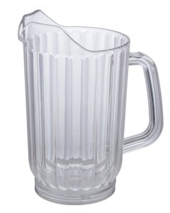 Winco WPC-32 Plastic Single Spout Water Pitcher with Fluted Sides 32 oz. - Clear - 12/Case