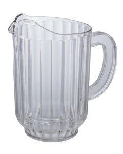 Winco WPC-60 Plastic Single Spout Water Pitcher with Fluted Sides 60 oz. - Clear