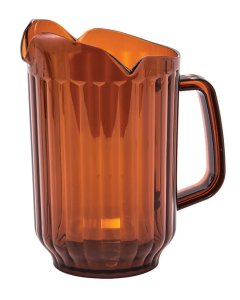 Winco WPCT-60A Plastic 3-Spout Water Pitcher with Fluted Sides 60 oz. - Amber - 12/Case