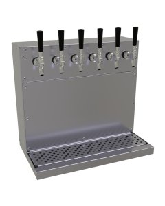 Glastender WT-6-SS Wall Mount Stainless Steel Beer/Wine Draft Dispensing Tower with 6 Faucets 20"W x 18"H