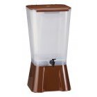 TableCraft 1054 Polypropylene Non-Insulated Beverage Dispenser with Translucent Single Bowl and Brown Base 5 gal.