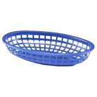 TableCraft 1074BL Classic Polyethylene Oval Basket 9-3/8" x 6-1/4" x 1-7/8"H - Royal Blue - 36/Case