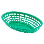 TableCraft 1074G Classic Polyethylene Oval Basket 9-3/8" x 6-1/4" x 1-7/8"H - Green - 36/Case