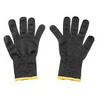 TableCraft 11208 The Protector Ambidextrous Blended Material Cut Resistant Glove - Black w/ Yellow Wrist Band - Small - 1/Pair
