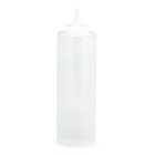 TableCraft 112C Standard Polyethylene Squeeze Bottle with Natural Cone Tip Top and 38 mm Opening 12 oz. - Clear - 36/Case