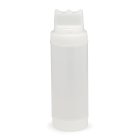 TableCraft 11663C3F Dual-Way SelecTop WideMouth First In First Out "FIFO" Squeeze Bottle with 3-Tip Top and 63 mm Opening 16 oz. - Clear - 12/Case