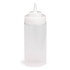 TableCraft 11663C Widemouth Polyethylene Squeeze Bottle with Natural Cone Tip and 63 mm Opening 16 oz. - Clear - 24/Case
