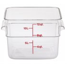 Cambro 12SFSCW135 CamSquare Polycarbonate Food Container with Red Graduations 12 qt. - Clear