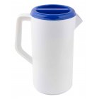 TableCraft 144W Economy Plastic Pitcher with 3-Way Sanitary Blue Lid 2-1/2 qt. - White - 12/Case