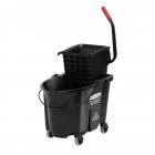 Rubbermaid 1863896 Executive WaveBrake Mop Bucket Combo with Side Press Wringer and Dirty Water Bucket 35 qt. - Black