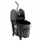 Rubbermaid 1863898 Executive WaveBrake Mop Bucket Combo with Down Press Wringer and Dirty Water Bucket 35 qt. - Black