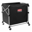 Rubbermaid 1881750 Executive Collapsible Basket X-Cart 8 Bushel Laundry Cart with Detachable Black Bag
