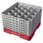 Cambro 20S1114163 Camrack 20-Compartment Full Size Glass Rack with (6) Soft Gray Extenders 11-3/4"H - Red - 2/Case