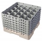 Cambro 20S1114184 Camrack 20-Compartment Full Size Glass Rack with (6) Soft Gray Extenders 11-3/4"H - Beige - 2/Case