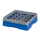 Cambro 20S318168 Camrack 20-Compartment Full Size Glass Rack with (1) Soft Gray Extender 3-5/8"H - Blue - 5/Case