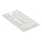 Cambro 30CWCHN135 Camwear Polycarbonate Flat Food Pan Cover with Handle & Spoon Notch - 1/3 Size - Clear