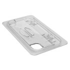 Cambro 30CWLN135 Camwear FlipLid Polycarbonate Flat Food Pan Cover with Spoon Notch - 1/3 Size - Clear