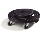 Carlisle 3691003 Bronco Round Waste Container Trash Can Dolly with Replaceable Casters 20, 32, 44 and 55 Gallon - Black - 2/Case