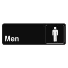 TableCraft 394515 Plastic "Men" Restroom Sign 9" x 3" - Black / White