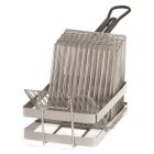 TableCraft 41 Chrome-Plated Steel Tostada Fry Basket with Front Hook and Black Cool-to-Touch Vinyl Handle - Holds (17) 6" Shells - 8/Case