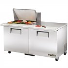 True TSSU-60-12M-B-HC 2-Section 2 Door Mega Top Refrigerated Salad/Sandwich Prep Table 60" - Holds (12) 1/6 Size Pans - 115v