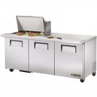 True TSSU-72-12M-B-HC 3-Section 3 Door Mega Top Refrigerated Salad/Sandwich Prep Table 72" - Holds (12) 1/6 Size Pans - 115v