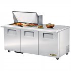 True TSSU-72-15M-B-HC 3-Section 3 Door Mega Top Refrigerated Salad/Sandwich Prep Table 72" - Holds (15) 1/6 Size Pans - 115v