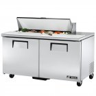 True TSSU-60-12-HC 2-Section 2 Door Refrigerated Salad/Sandwich Prep Table 60" - Holds (12) 1/6 Size Pans - 115v