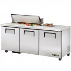 True TSSU-72-10-HC 3-Section 3 Door Refrigerated Salad/Sandwich Prep Table 72" - Holds (10) 1/6 Size Pans - 115v