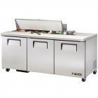 True TSSU-72-12-HC 3-Section 3 Door Refrigerated Salad/Sandwich Prep Table 72" - Holds (12) 1/6 Size Pans - 115v