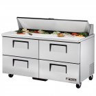 True TSSU-60-16D-4-HC 2-Section 4 Drawer Refrigerated Salad/Sandwich Prep Table 60" - Holds (16) 1/6 Size Pans - 115v