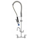 Fisher 48917 Splash Mount Pre-Rinse Faucet w/ Flexible Gooseneck Nozzle & Wall Bracket, and Add-On Faucet w/ 12" Spout - 8" Centers