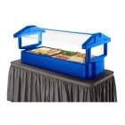 Cambro 4FBRTT186 Navy Blue Tabletop Double-Sided Self-Serve Salad/Buffet Food Bar with Sneeze Guard 51" - (3) Full Size Pan/Capacity
