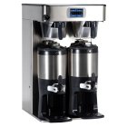 Bunn 53400.0101 ICB Twin Tall Platinum Edition Infusion Series Black / Silver Twin Automatic Tea / Coffee Brewer 5.5 Gal. - 120/240V, 6000W
