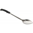 Browne 572353 Heavy Gauge Stainless Steel Slotted Serving Spoon with Black Plastic Handle 15"
