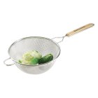 Browne 574128 Tin Medium Double Mesh Strainer with 8" dia. Bowl and 6-1/2" Wood Handle