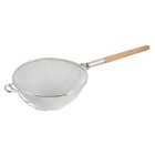 Browne 574132 Reinforced Heavy-Duty Tin Medium Double Mesh Strainer with 10-4/5" dia. Bowl and 9" Heavy Wood Handle