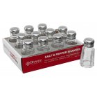 Browne 575224 Round Paneled Glass Salt & Pepper Shaker with Stainless Steel Top 1 oz. - Clear - 12/Set