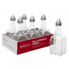Browne 575226 Square Paneled Glass Oil & Vinegar Dispenser / Cruet with Stainless Steel Pouring Top 6 oz. - 6/Set