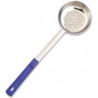 Browne 5757481 Color-Coded One-Piece Stainless Steel Perforated Round Food Portioner with Blue Plastic Handle 8 oz.