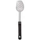 Browne 5763 Heavy Gauge Stainless Steel 3-Sided Perforated Serving Spoon with Black Plastic Handle 13"