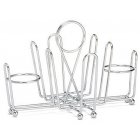 TableCraft 591C Chrome Plated Steel Wire Sugar Packet, Salt & Pepper Condiment Rack 5-3/4" x 8" x 5-1/2" - Holds (2) S&P and Sugar Packets - 12/Case