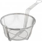 Carlisle 601001 Chrome-Plated Steel Coarse Mesh Round Fry Basket with Front Hook and 8-1/2"L Uncoated Handle 9-3/4" dia. - 12/Case