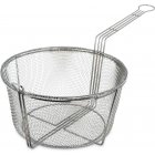 Carlisle 601002 Chrome-Plated Steel Coarse Mesh Round Fry Basket with Front Hook and 10-3/8"L Uncoated Handle 11-1/2" dia. - 12/Case