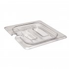 Cambro 60CWCHN135 Camwear Polycarbonate Food Pan Cover with Handle & Spoon Notch - 1/6 Size - Clear