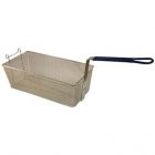 AllPoints 63-102 Twin Size Fryer Basket with Front Hook and Blue Plastic-Coated Handle 17-1/8" x 8-1/4" x 6"