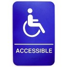 TableCraft 695632 Plastic ADA "Accessible" Sign with Handicapped Symbol & Braille 6" x 9" - Blue / White