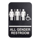 TableCraft 695652 Plastic ADA "All Gender Restroom" Restroom Sign with Braille 6" x 9" - Black / White - 72/Case
