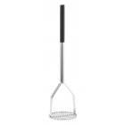 TableCraft 7324 Potato Masher with 6" Round Chrome Plated Steel Face and Black Vinyl Handle - 24"L
