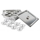 Vollrath 75070 Egg Poacher/Juice Glass Holder - 1/2 Size, Pan, Plate, Cover, 8 Cups, Stainless